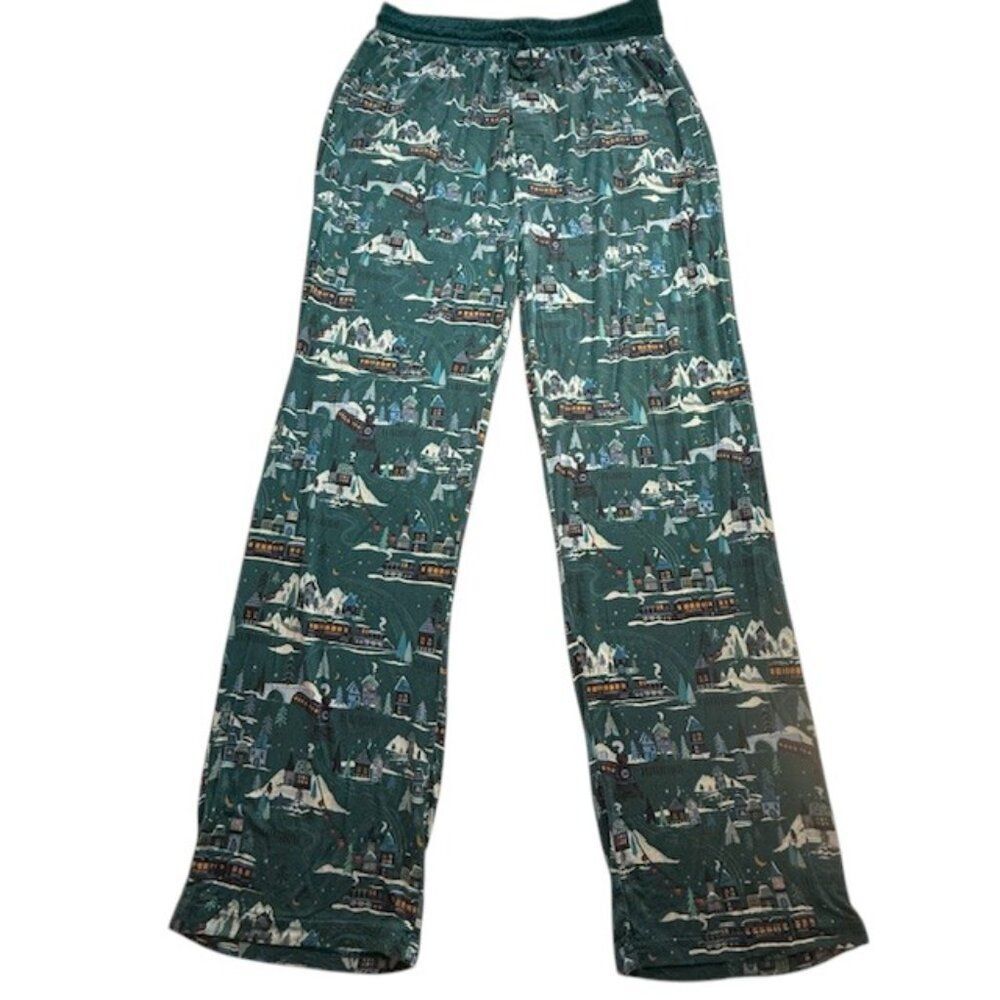 Little Sleepies Train Mountain Village Pajama Pant Christmas- Mens Large